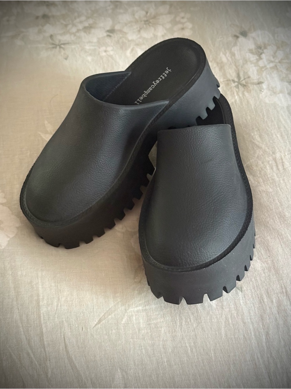 Jeffrey Campbell Matte Black Chunky Platform Clog Mules